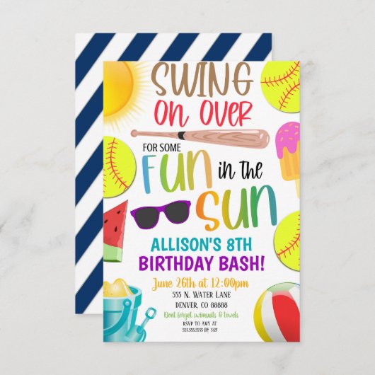 Softbal Zomerfeest Uitnodiging (Voorkant / Achterkant)