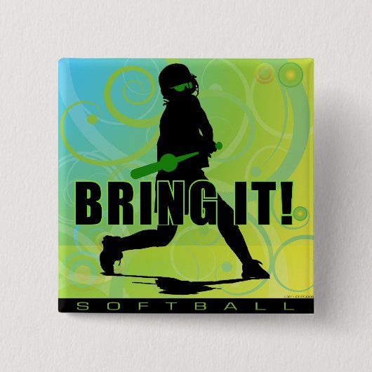 softball102 vierkante button 5,1 cm (Voorkant)