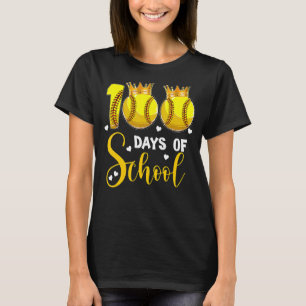 Softball 100 dagen op school Happy 100th Day T-shirt