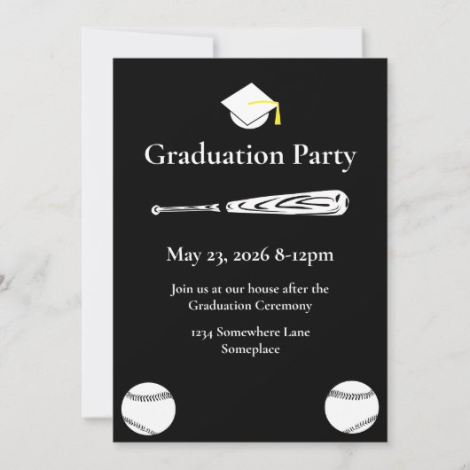 Softball 3 Foto Zwart Afstuderen Kaart (Achterkant)