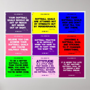 Softball 9 Collage van het Citaat van de Kleur Poster