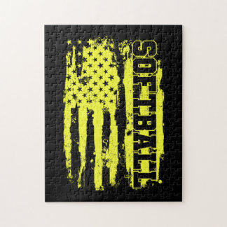 Softball American Flag Softball Player Legpuzzel