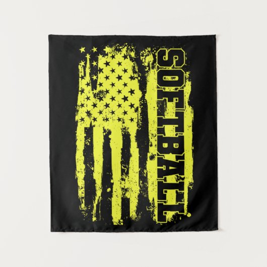 Softball American Flag Softball Player Wandkleed (Voorkant)