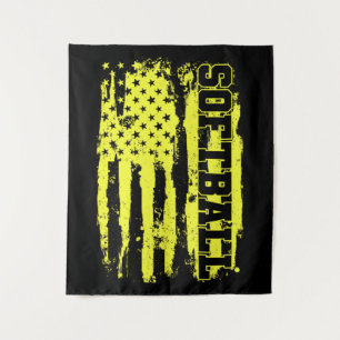 Softball American Flag Softball Player Wandkleed