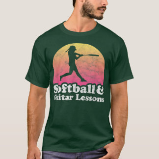 Softball and Guitar Lessons Women or Girls Guitar  T-shirt