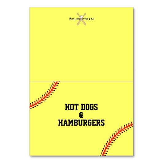 Softball Anniversaire Buffet Carte de table de rep (Par défaut)