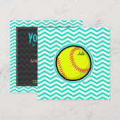 Softball; Aqua Green Chevron Kaart (Voorkant / Achterkant)