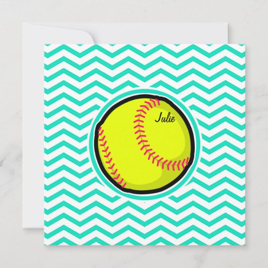 Softball; Aqua Green Chevron Kaart (Voorkant)