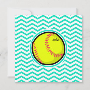 Softball; Aqua Green Chevron Kaart