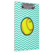 Softball; Aqua Green Chevron Klembord (Rechts)