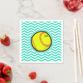 Softball; Aqua Green Chevron Servetten (Insitu)