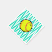 Softball; Aqua Green Chevron Servetten (Hoek)