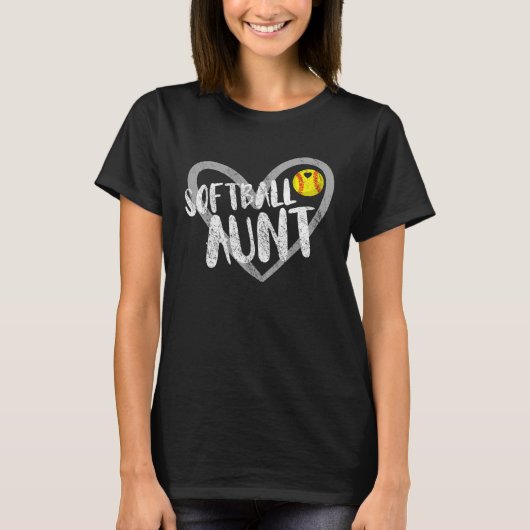 Softball Aunt Heart T-shirt (Voorkant)