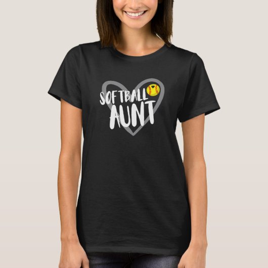 Softball Aunt Heart T-shirt (Voorkant)