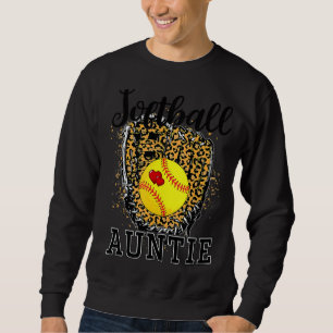 Softball Auntie Leopard Game Day Aunt Mother Softb Trui