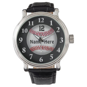 Softball Baseball Horloges, JOUW NAAM en AANTAL Horloge