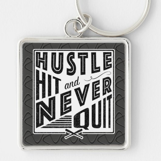 Softball Baseball Hustle Hit Quote Key Ring Sleutelhanger (Voorkant)