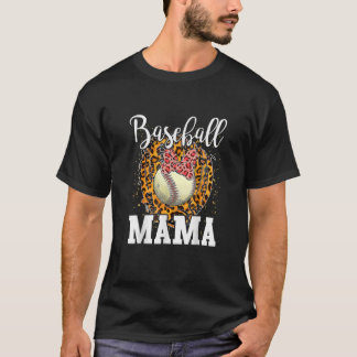 Softball Baseball Mama Leopard Teeball Mom Mother' T-shirt