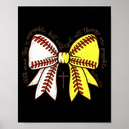 Softball Baseball Mom Bow Christian With Man This Poster (Voorkant)