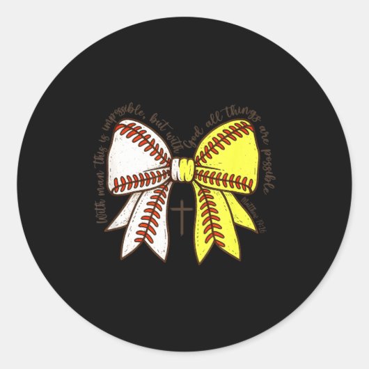 Softball Baseball Mom Bow Christian With Man This  Ronde Sticker (Voorkant)