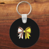 Softball Baseball Mom Bow Christian With Man This  Sleutelhanger (Voorkant)