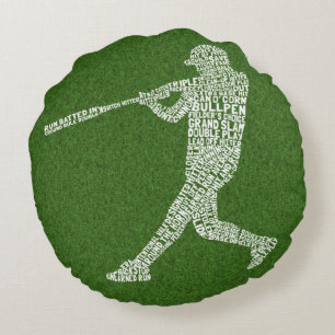 Softball Baseball Player Typografisch Sierkussen Rond Kussen