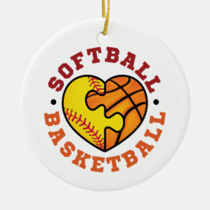 Softball Basketball Heart Keramisch Ornament