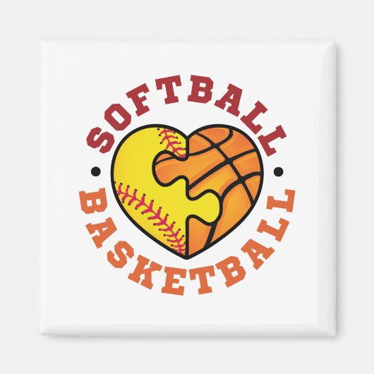 Softball Basketball Heart Magneet (Voorkant)