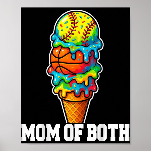 Softball Basketball Mom Ice Cream Drip Summer Game Poster (Voorkant)