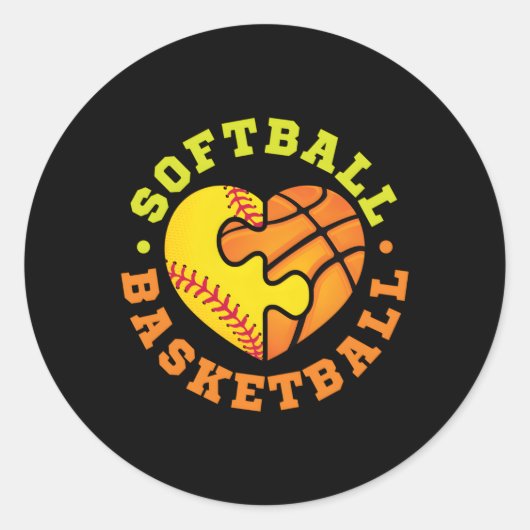 Softball Basketball Ronde Sticker (Voorkant)