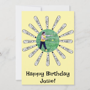 Softball Bat Flower Happy Birthday Invitation Kaart