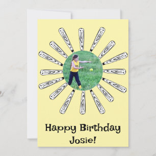 Softball Bat Flower Happy Birthday Kaart