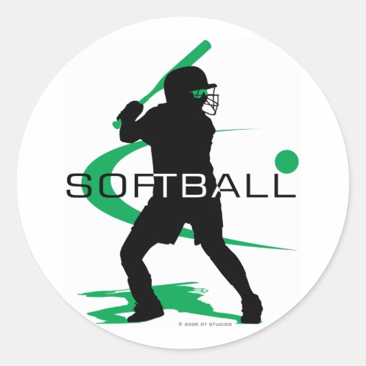 Softball - Batter Ronde Sticker (Voorkant)