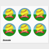 Softball Birthday Party Ronde Sticker (Vel)