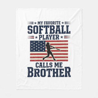 Softball Brother Patriotic Vintage Engraving Shirt Fleece Deken