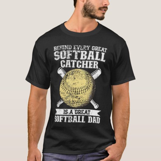 Softball Catcher Dad Pitcher Fastpitch Coach Fathe T-shirt (Voorkant)