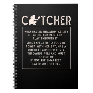 Softball Catcher Girl Funny Baseball Player Humor Notitieboek