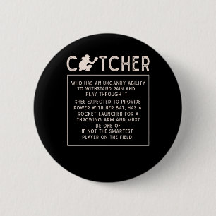 Softball Catcher Girl Funny Baseball Player Humor Ronde Button 5,7 Cm