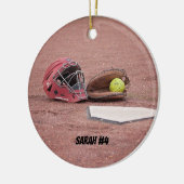Softball Catchers Masker kerstversiering Keramisch Ornament (Links)