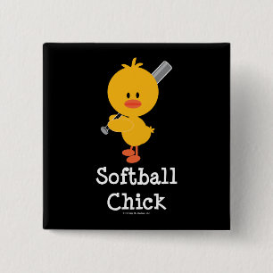 Softball Chick Button