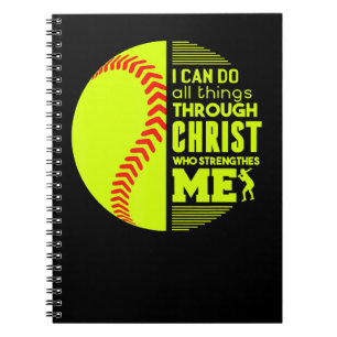 Softball Christelijke Softball Ik kan alle dingen  Notitieboek