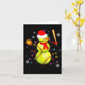Softball Christmas Funny Softball Snowman Xmas Kaart (Gele Bloem)