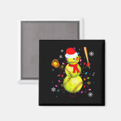 Softball Christmas Funny Softball Snowman Xmas Magneet (Voorkant / Achterkant)