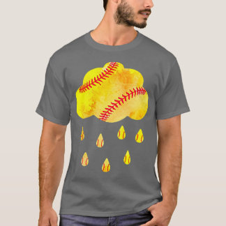 Softball Cloud Rain Pocket voor mannen Softball T-shirt