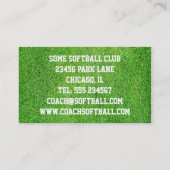 Softball Coach Ball Visitekaartje (Achterkant)