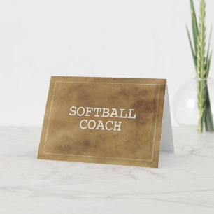 Softball Coach Bedankt Definitie Simple Brown Kaart