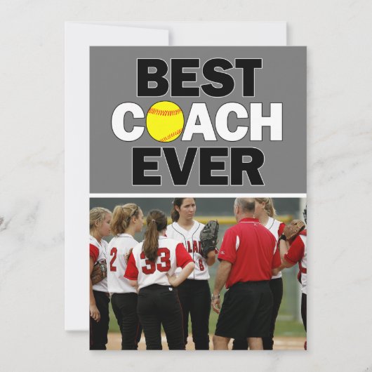 Softball Coach Best Ever Custom Foto Hartelijk dan Bedankkaart (Voorkant)