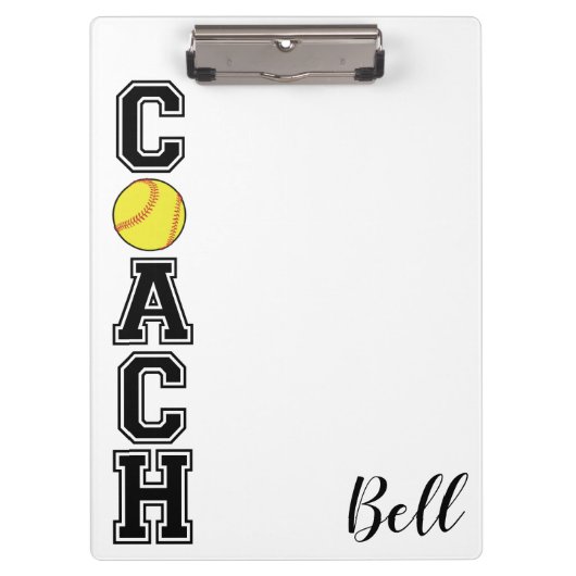 Softball coach sportteam dank u cadeau klembord (Voorkant)