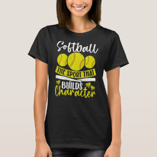 Softball de sport die karakter backprint opbouwt t-shirt