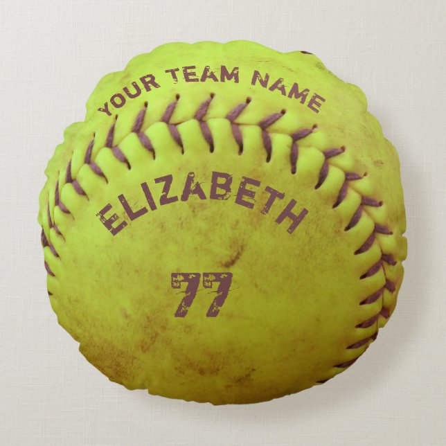 Softball Dirty Name Team Number Ball Pillow Rond Kussen (Voorkant)